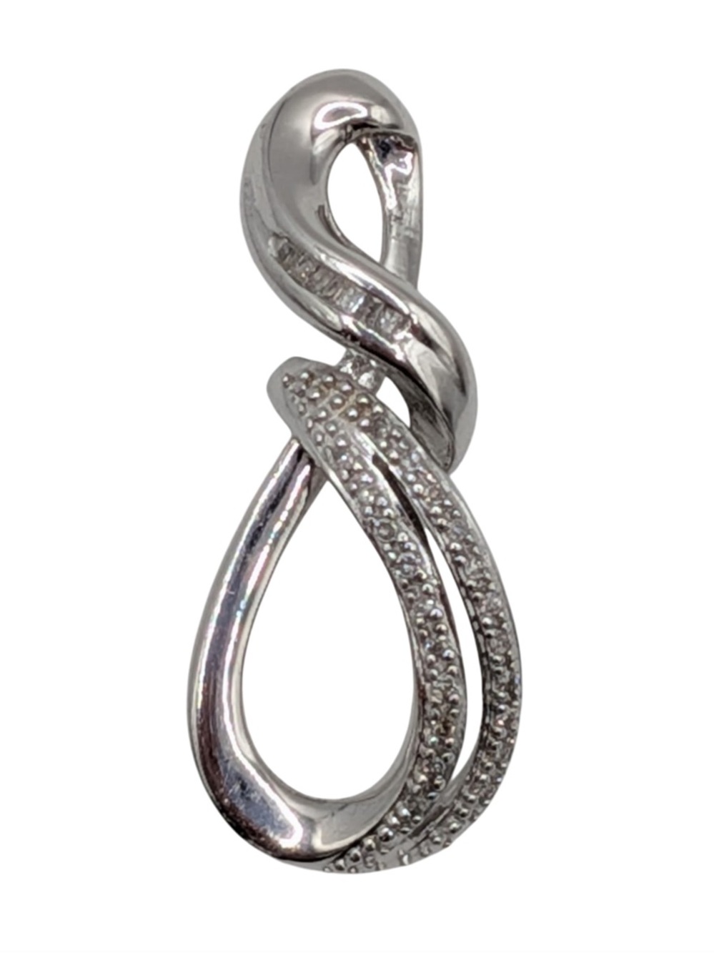 925 Sterling Silver SUN CZ Infinity Loop Slide Pendant 2.9g